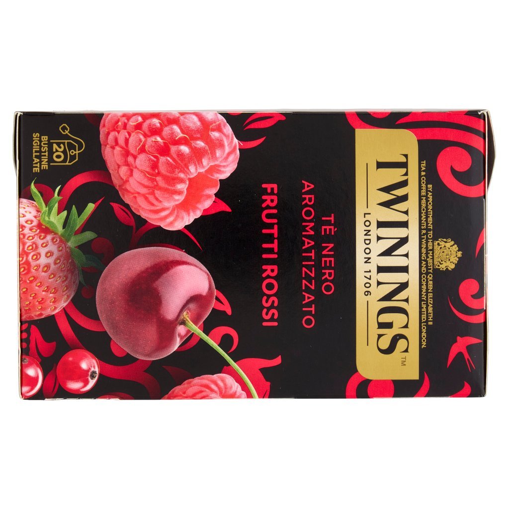 Twinings Frutti Rossi Tè Nero Aromatizzato alla Fragola, Ciliegia, Ribes Lampone 20 Filtri The