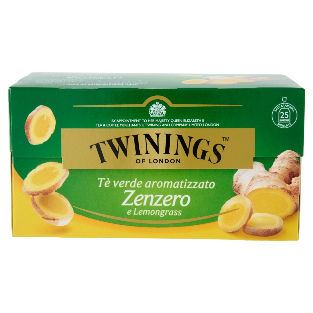 Twinings Tè Verde Aromatizzato Zenzero e Lemongrass 25 Filtri The