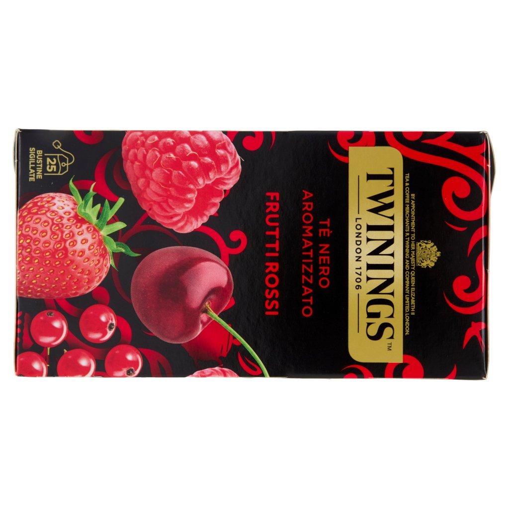 Twinings Frutti Rossi Tè Nero Aromatizzato alla Fragola, Ciliegia, Ribes Lampone 25 Filtri The