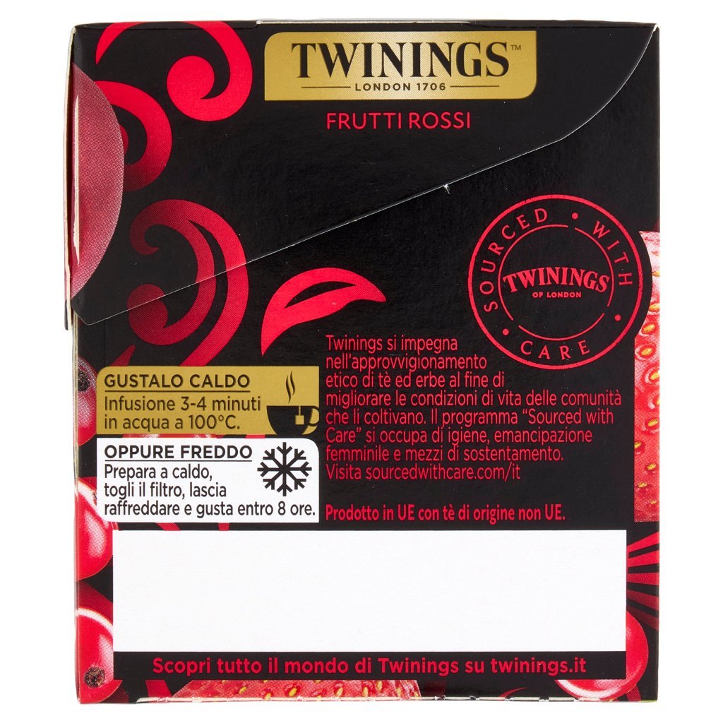 Twinings Frutti Rossi Tè Nero Aromatizzato alla Fragola, Ciliegia, Ribes Lampone 20 Filtri The