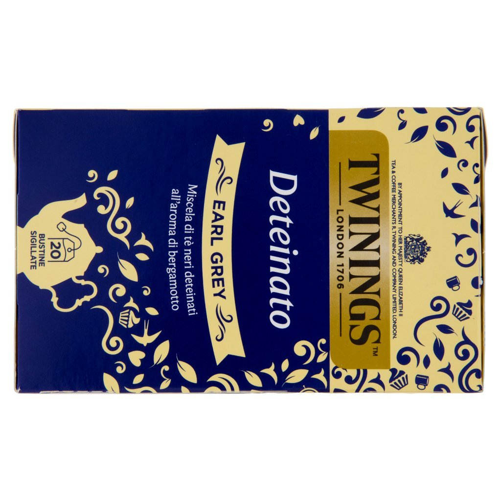 Twinings Deteinato Earl Grey Tè Nero Deteinato dal Sapore di Bergamotto 20 Filtri The