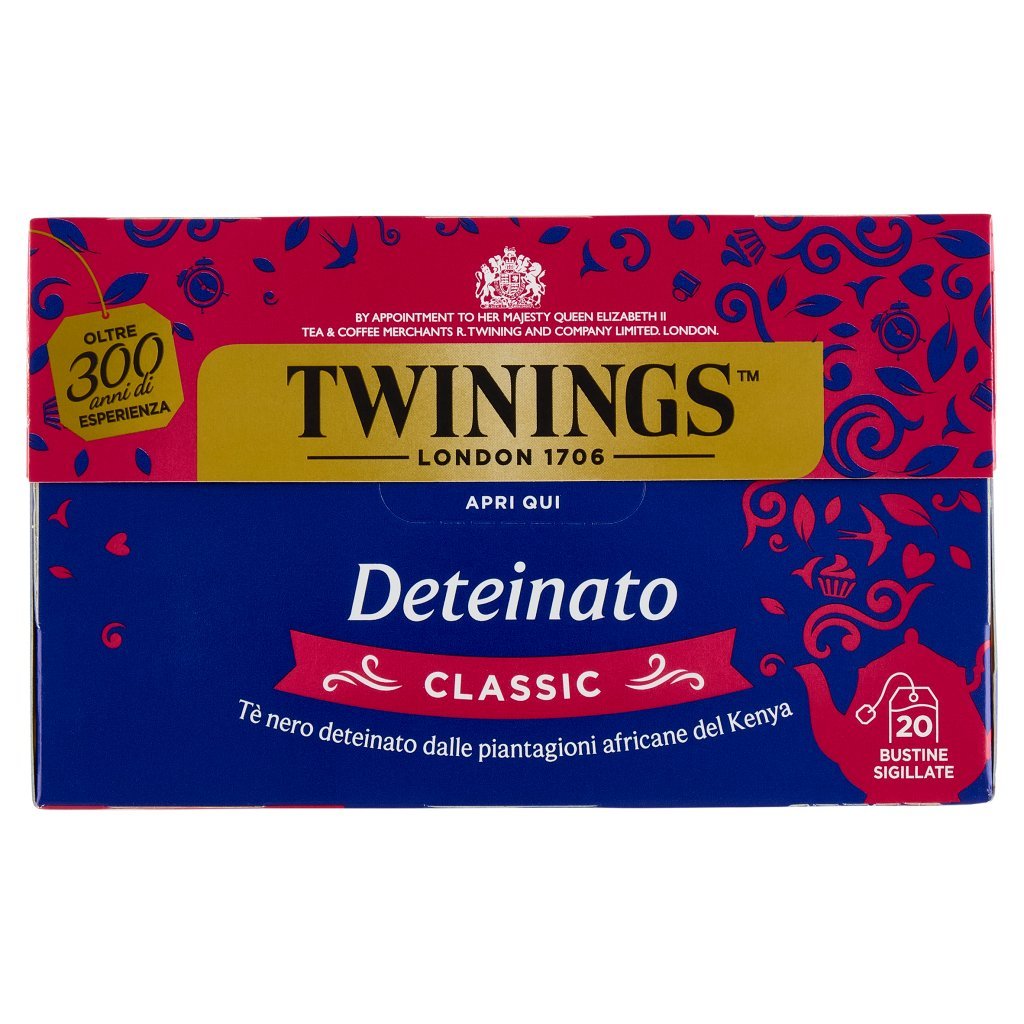 Twinings Deteinato Classic Tè Nero Deteinato 20 Filtri The