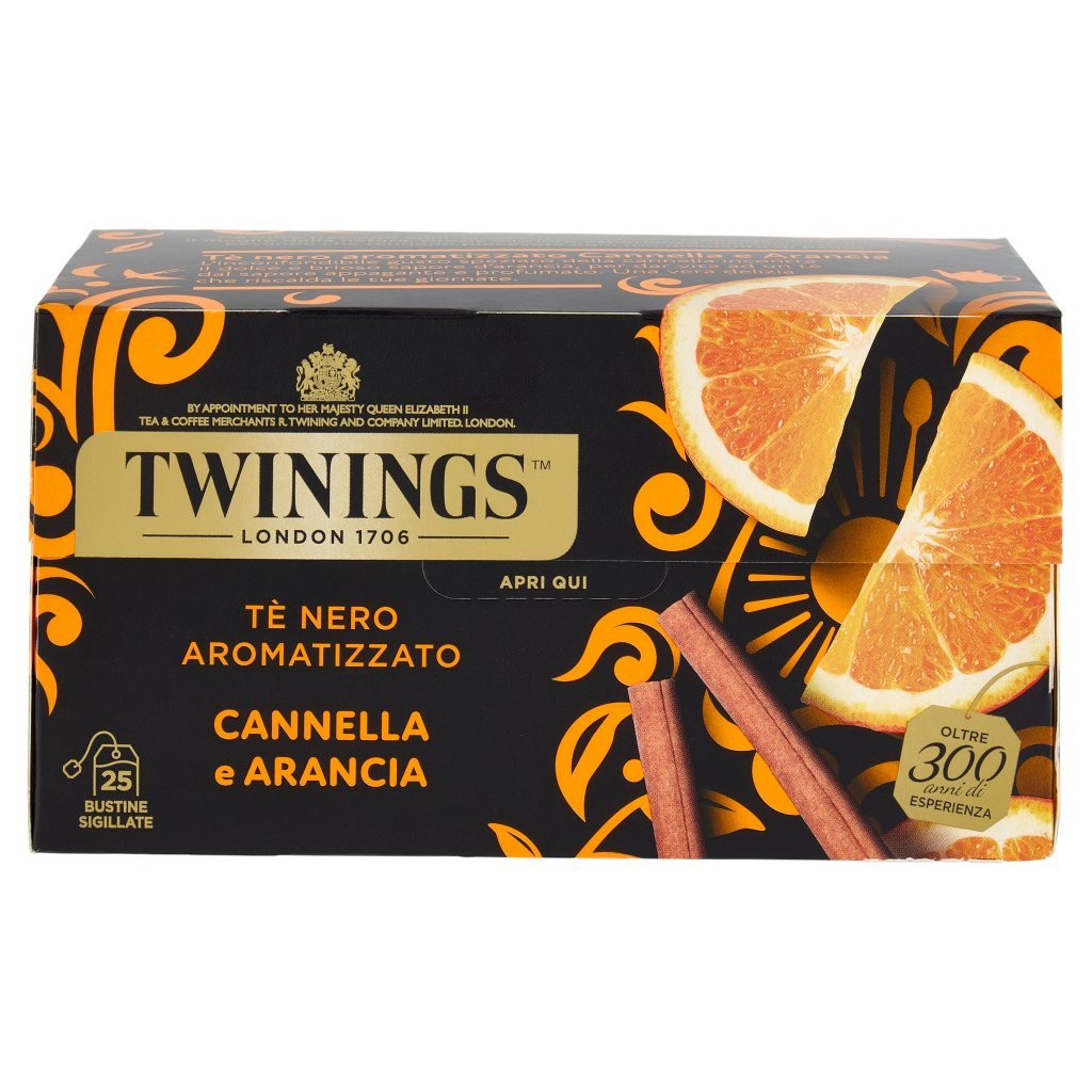 Twinings Cannella e Arancia Tè Nero Aromatizzato 25 Filtri The