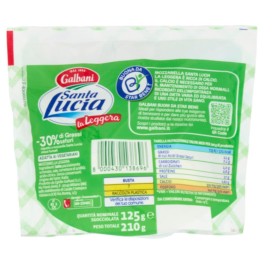 Galbani Santa Lucia Mozzarella la Leggera 125 g