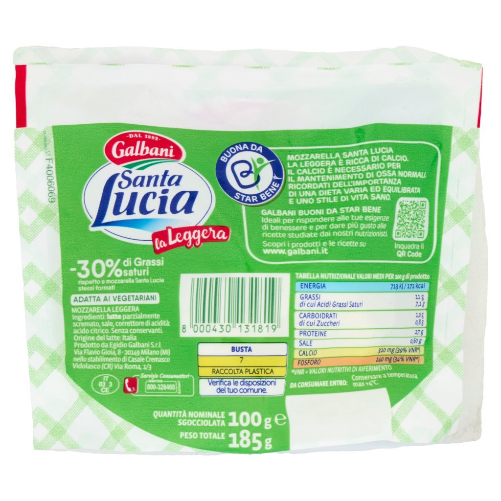 Galbani Santa Lucia Mozzarella la Leggera 100 g