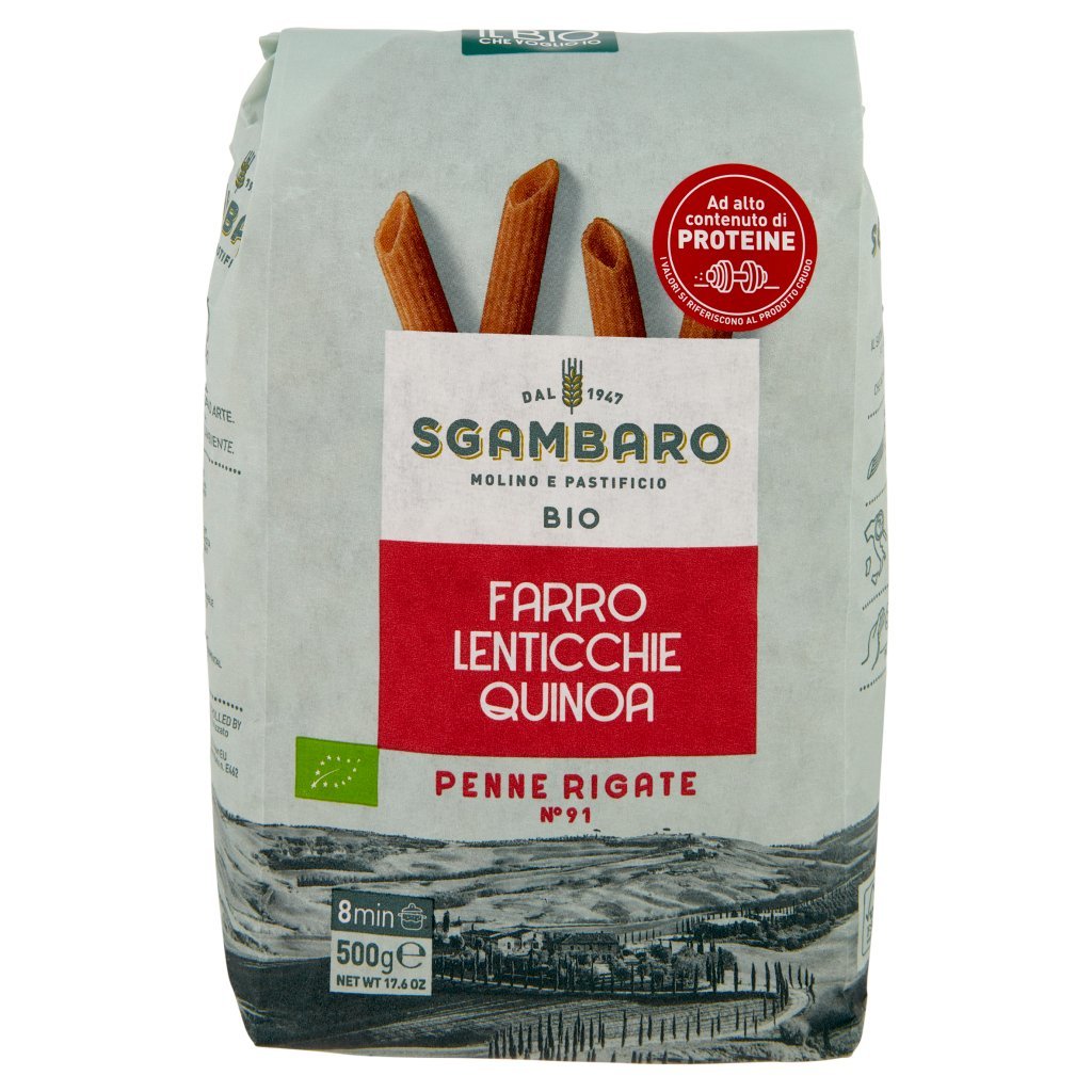 Sgambaro Bio Farro Lenticchie Quinoa Penne Rigate N°91