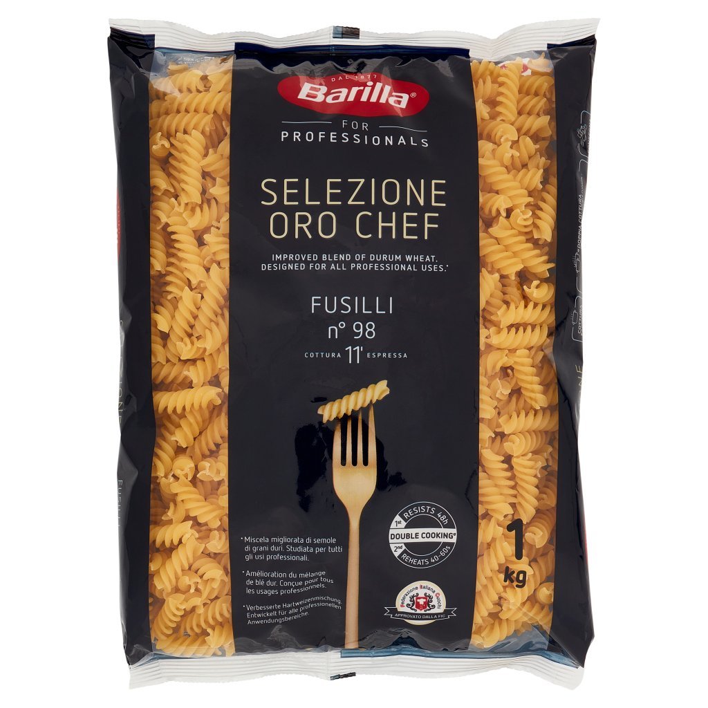 Barilla For Professionals Fusilli Pasta Corta Food Service Selezione Oro Chef 1kg
