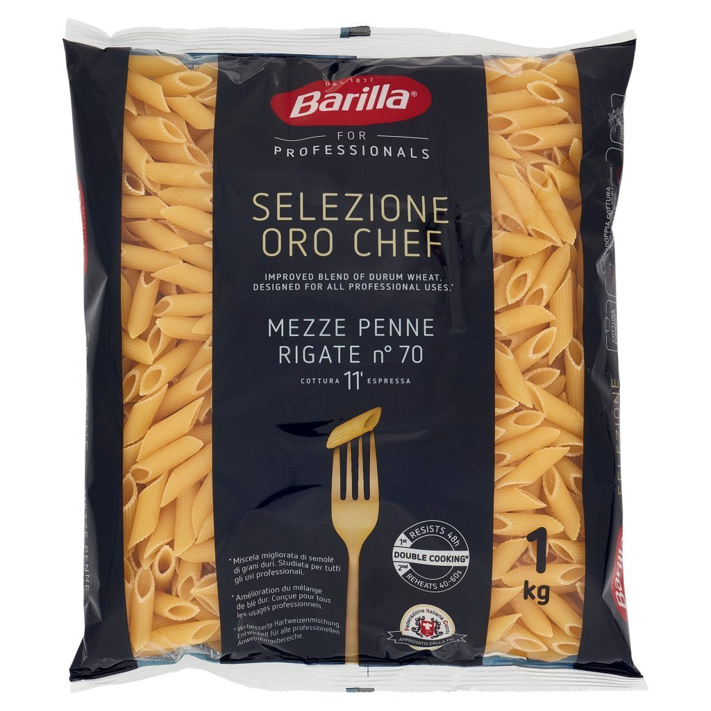Barilla For Professionals Mezze Penne Rigate Pasta Corta Food Service Selezione Oro Chef 1kg