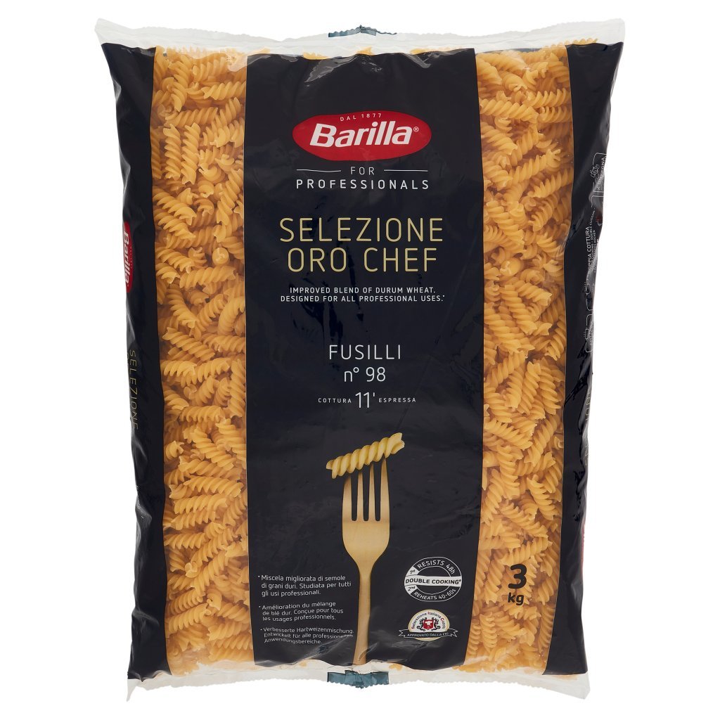 Barilla For Professionals Fusilli Pasta Corta Food Service Selezione Oro Chef 3kg