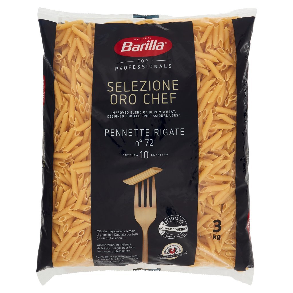 Barilla For Professionals Pennette Rigate Pasta Corta Food Service Selezione Oro Chef 3kg