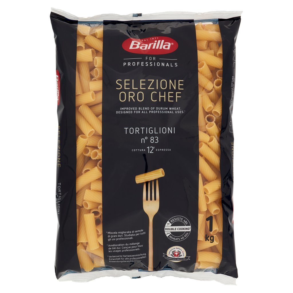 Barilla For Professionals Tortiglioni Pasta Corta Food Service Selezione Oro Chef 1kg