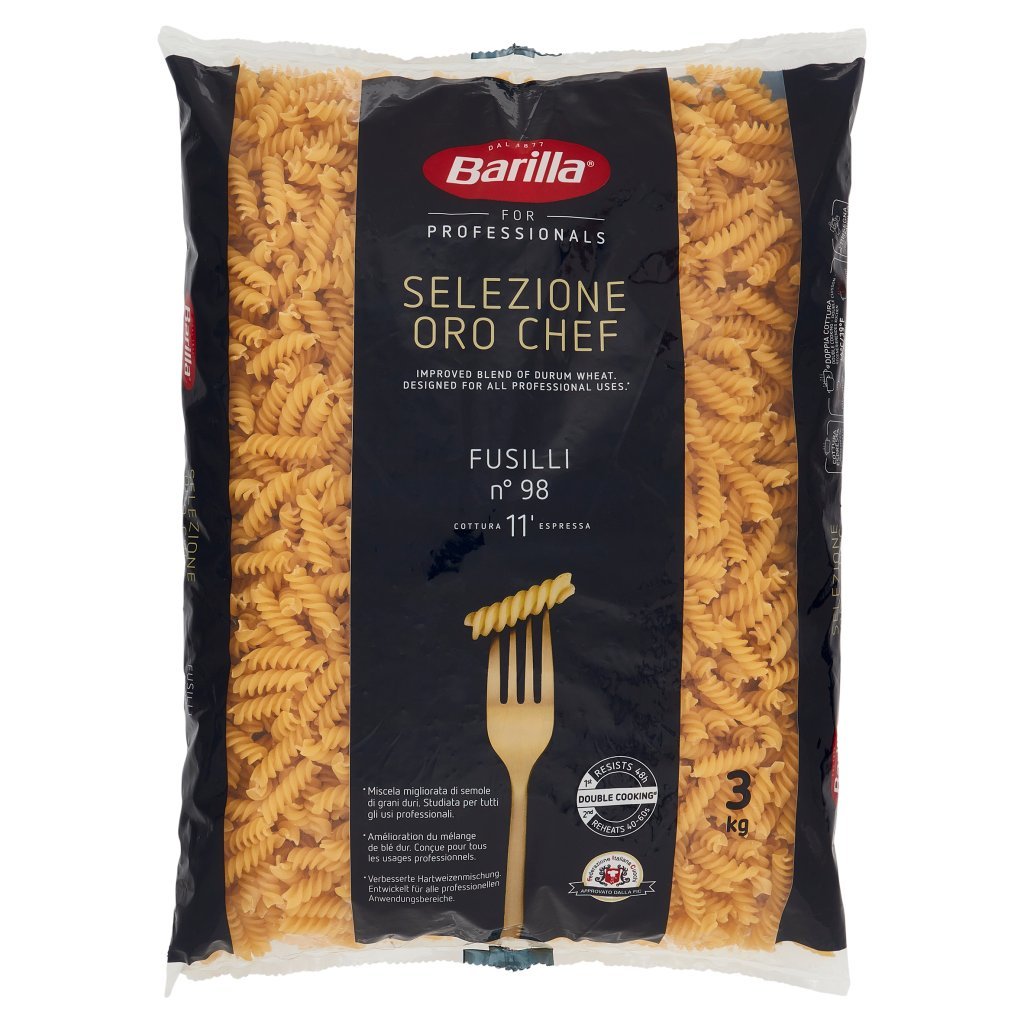 Barilla For Professionals Fusilli Pasta Corta Food Service Selezione Oro Chef 3kg