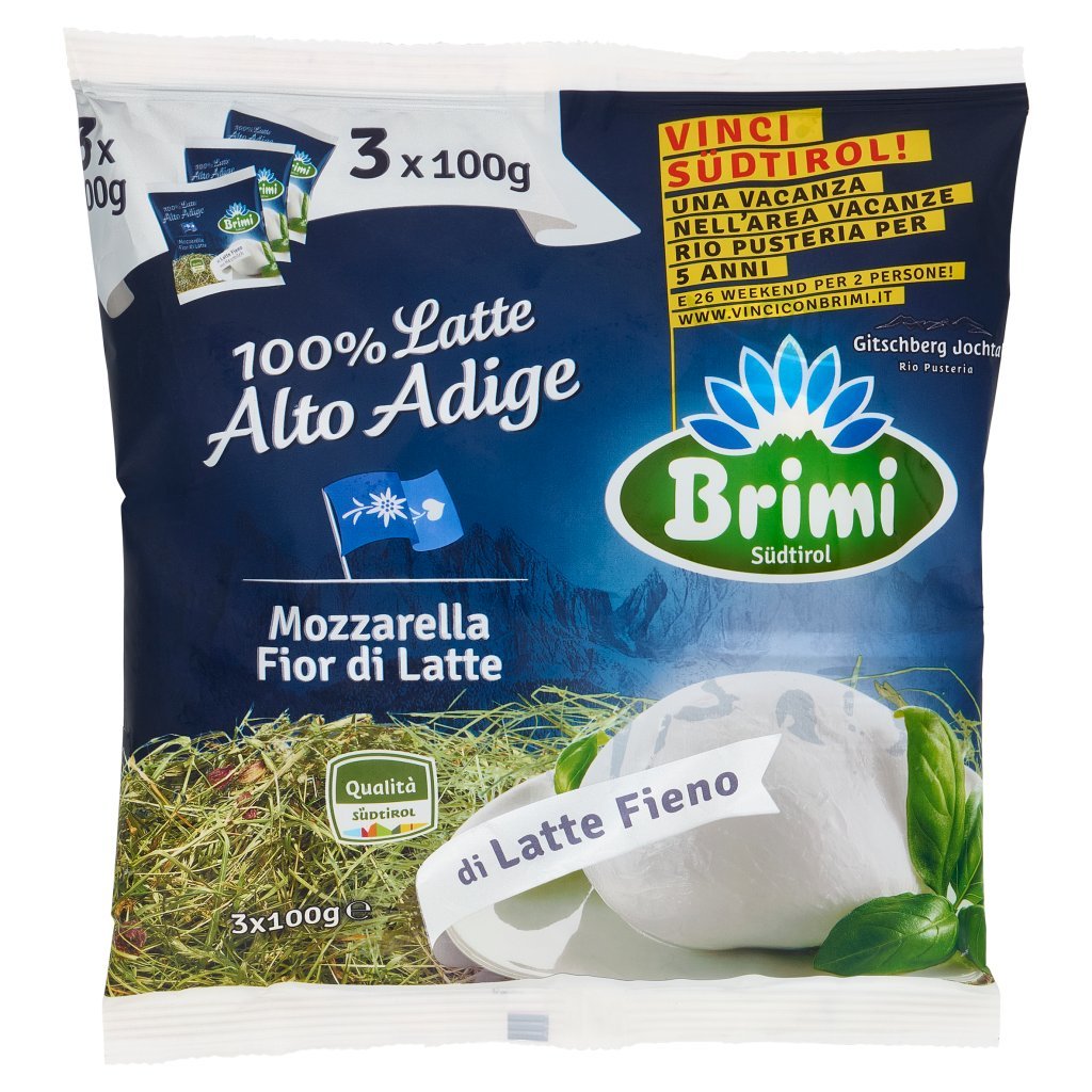 Brimi Mozzarella Fior di Latte di Latte Fieno 3 x 100 g