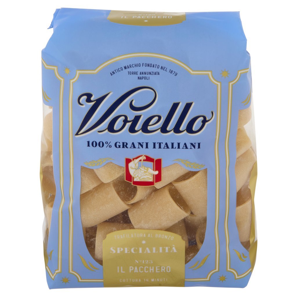 Voiello Pasta il Pacchero N°123 Grani 100% Italiani Trafilata Bronzo