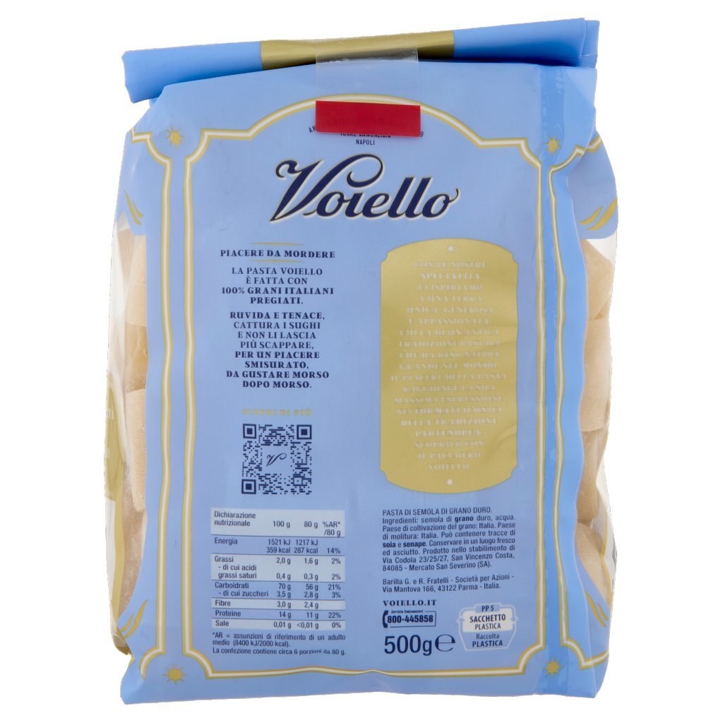 Voiello Pasta il Pacchero N°123 Grani 100% Italiani Trafilata Bronzo