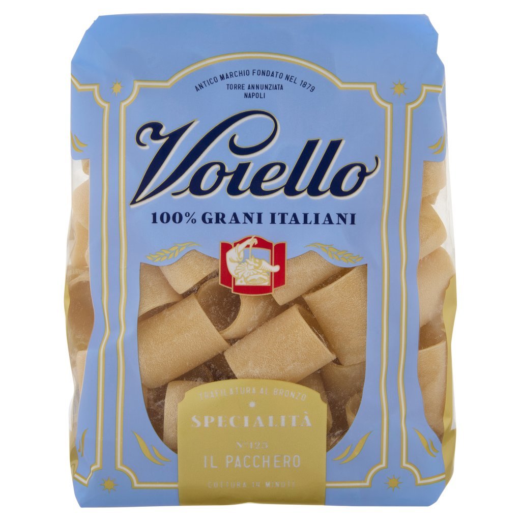 Voiello Pasta il Pacchero N°123 Grani 100% Italiani Trafilata Bronzo