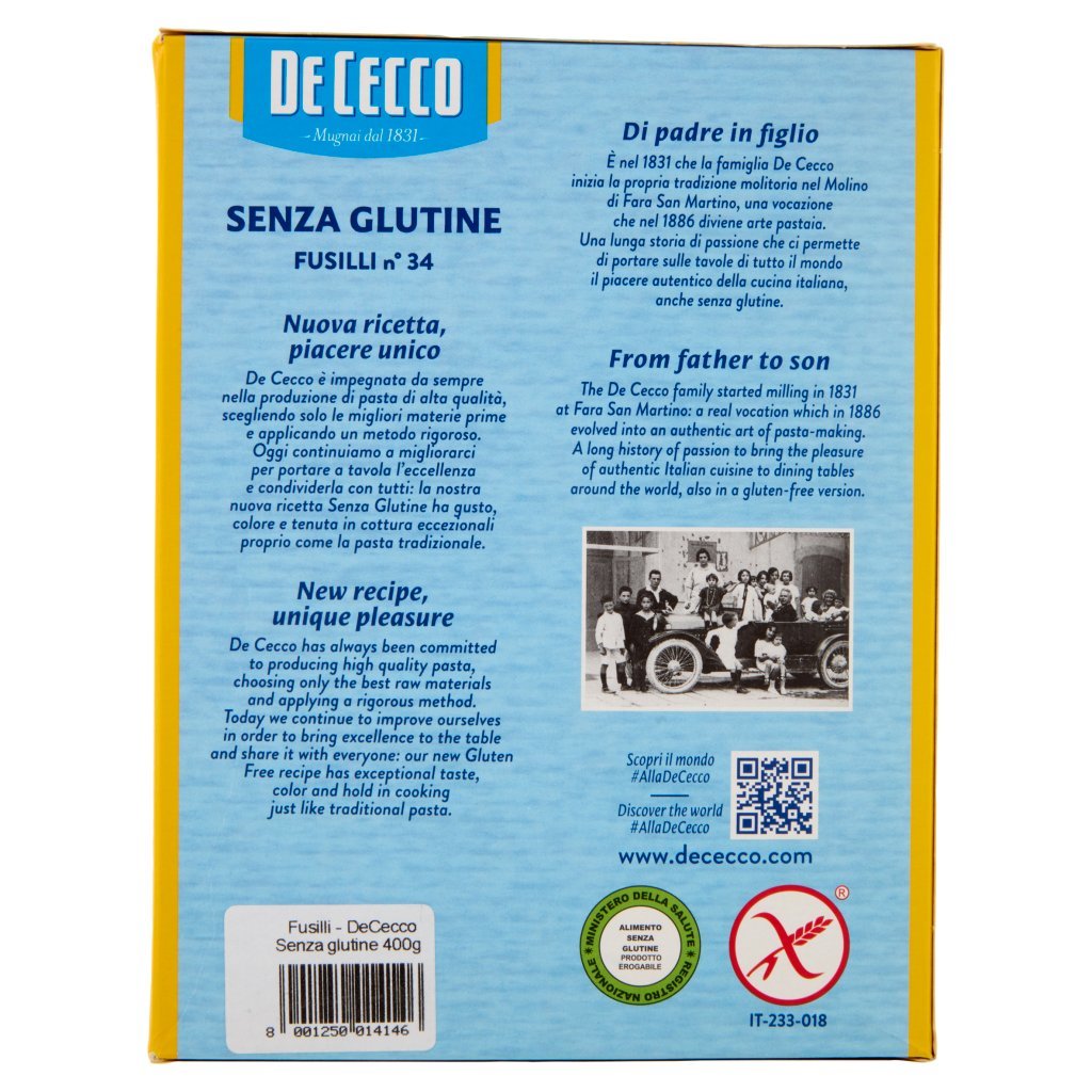 De Cecco Senza Glutine Fusilli N°34