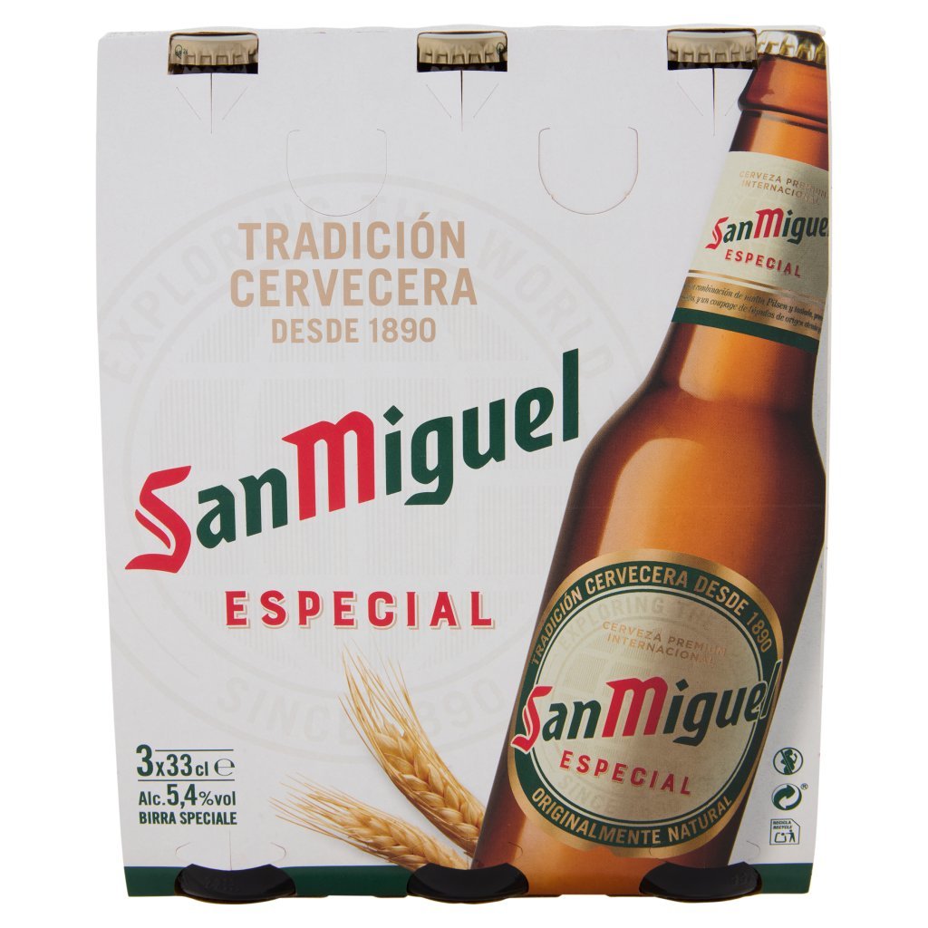 San Miguel San Miguel Especial Birra Lager Spagnola Bottiglia 3x33 Cl