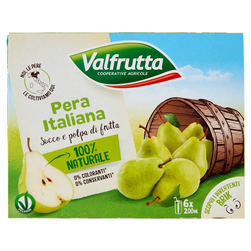 Valfrutta Pera Italina Succo e Polpa di Frutta 6 x 200 Ml