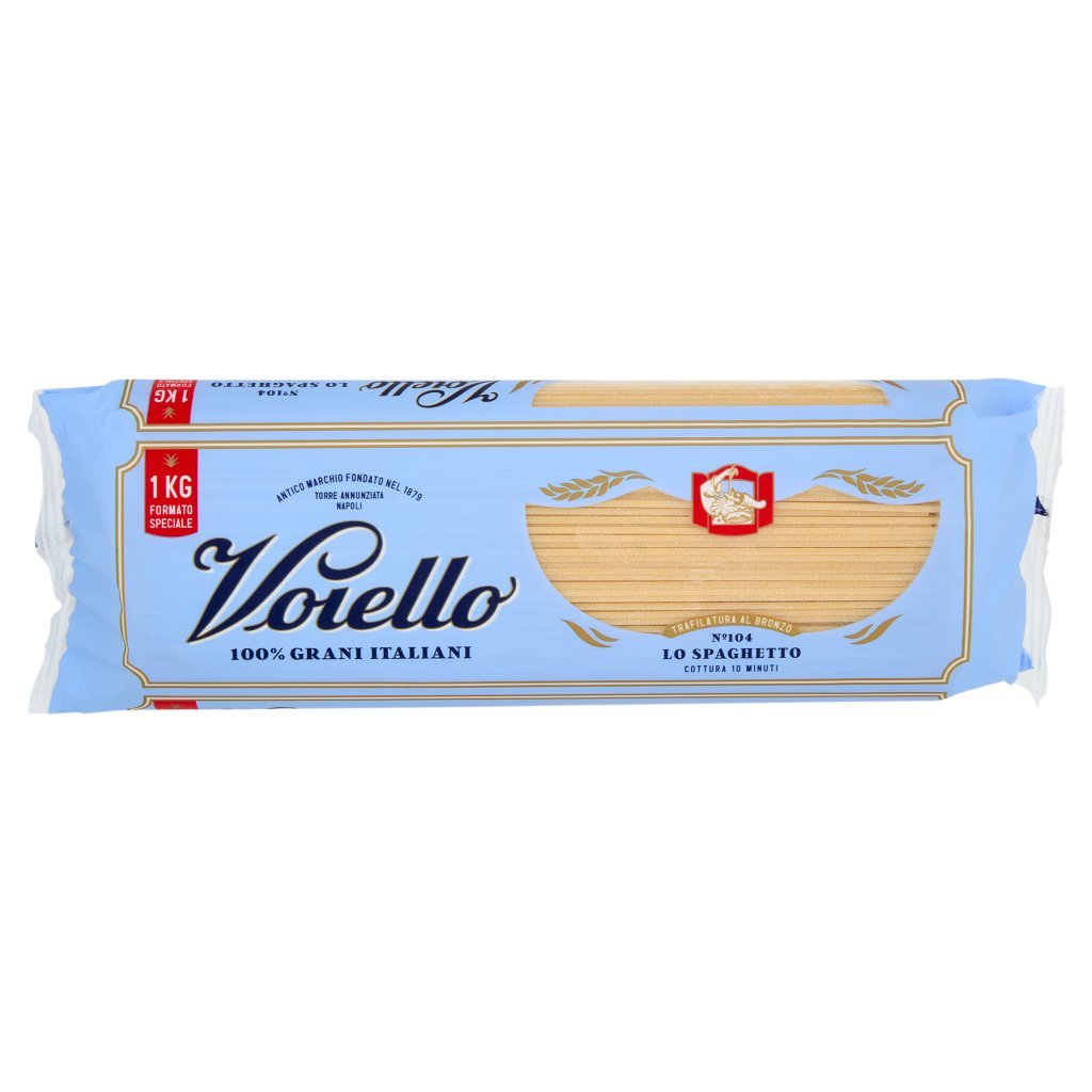 Voiello Pasta lo Spaghetto N°104 Grani 100% Italiani Trafilata Bronzo 1kg