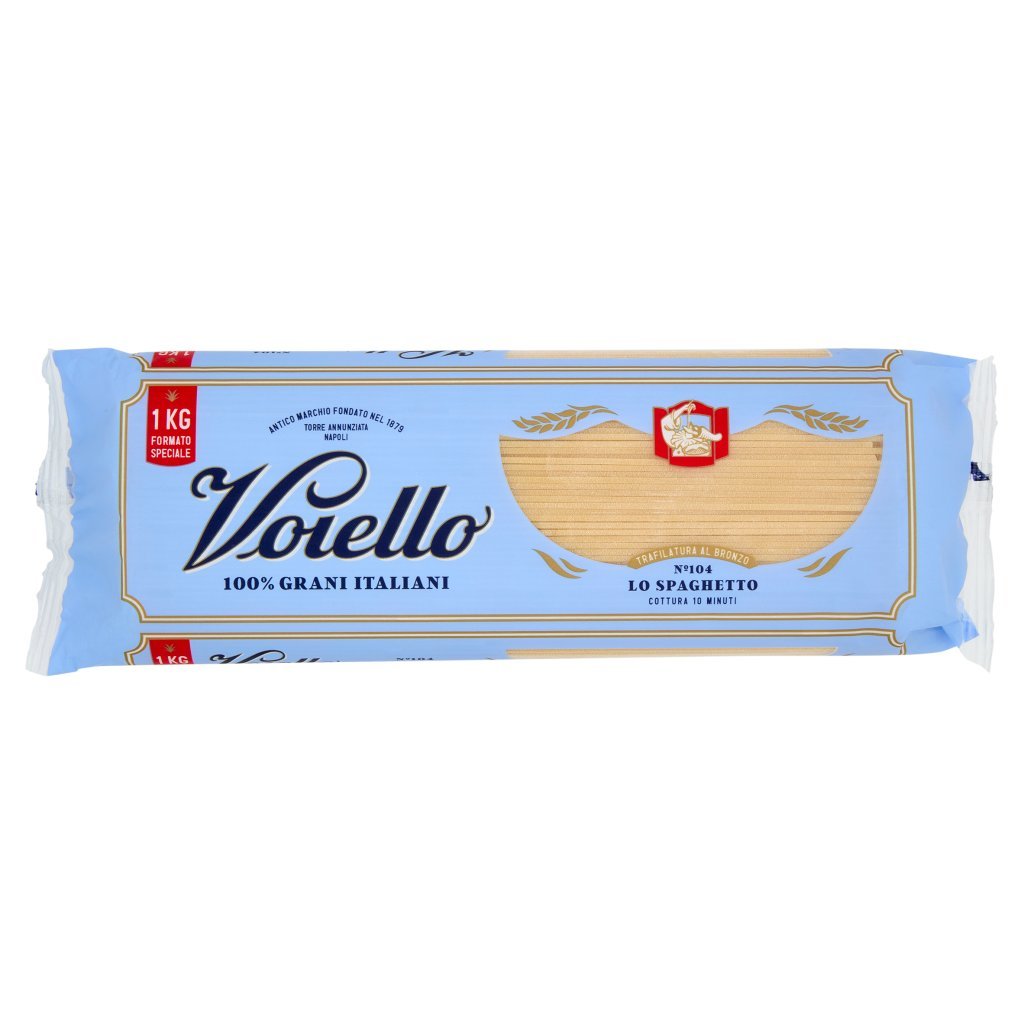 Voiello Pasta lo Spaghetto N°104 Grani 100% Italiani Trafilata Bronzo 1kg